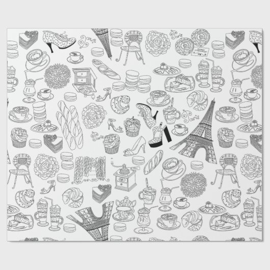 Croissants paris franz. Modedoodle Geschenkpapier (Flach)