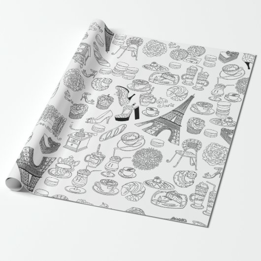 Croissants paris franz. Modedoodle Geschenkpapier (Ungerollt)