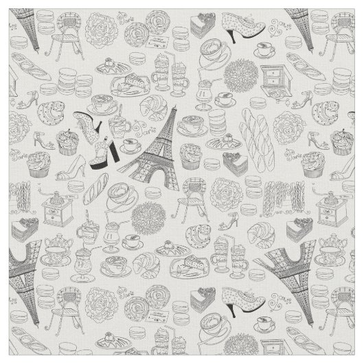 Croissants paris franz. Modedoodle Stoff (Nahaufnahme)