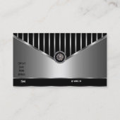 Crome Silver Black Stripe Elegante Klasse Visitenkarte (Rückseite)