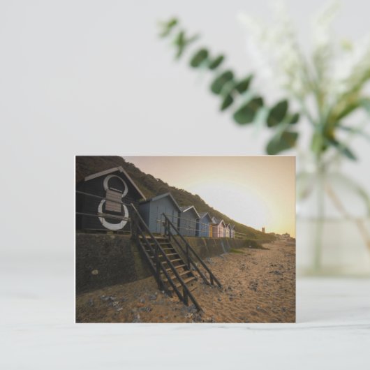 Cromer Beach Hütten Postkarte (Stehend Vorderseite)