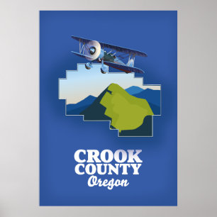 Crook County Oregon Karte Poster