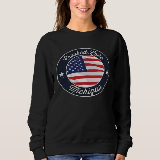 Crooked Lake Patriotic Michigan Souvenir Sweatshirt (Vorderseite)