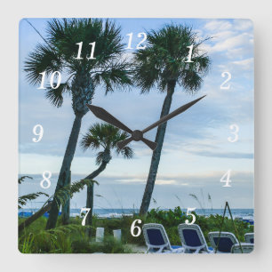 Crooked Palm Tree Wall Clock Quadratische Wanduhr
