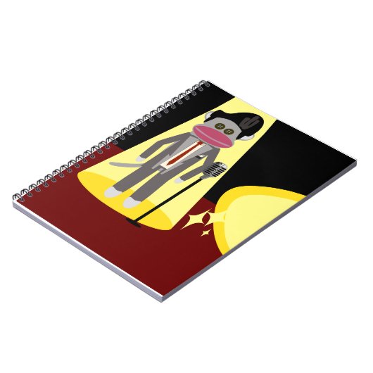 Crooner Fun Fifties Retro Singer Sock Monkey Notizblock (Linke Seite)