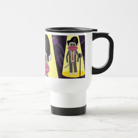 Crooner Fun Fünfziger Retro Sänger Sock Monkey Reisebecher (Rechts)