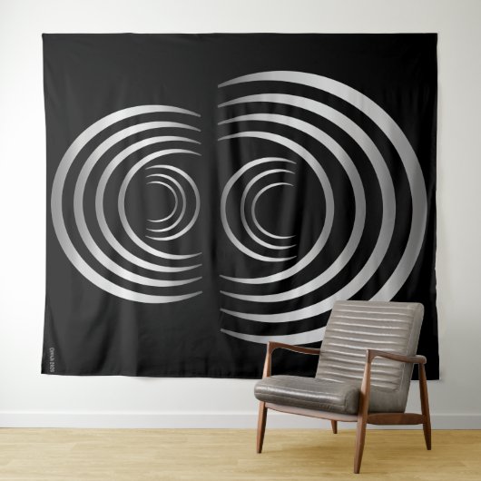 Crop Circle Silver Alien Crescent Moon Wandteppich (Beispiel (Horizontal))