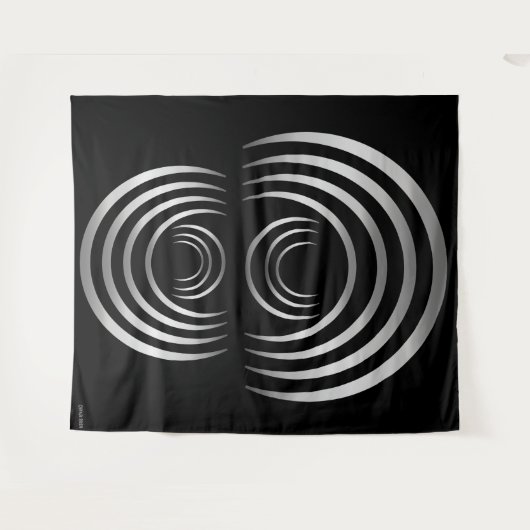 Crop Circle Silver Alien Crescent Moon Wandteppich (Vorderseite (Horizontal))