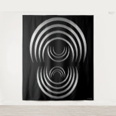 Crop Circle Silver Alien Crescent Moon Wandteppich (Vorderseite)