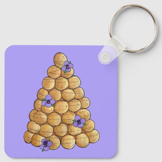 Croquembouche Choux Bun Cream Puffs Wedding Cake Schlüsselanhänger (Rückseite)