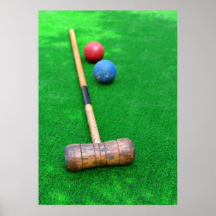 Croquet-Ausrüstung auf Kunstrasen Poster