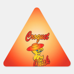 Croquet Chick #5 Dreieckiger Aufkleber