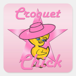 Croquet Chick #8 Quadratischer Aufkleber