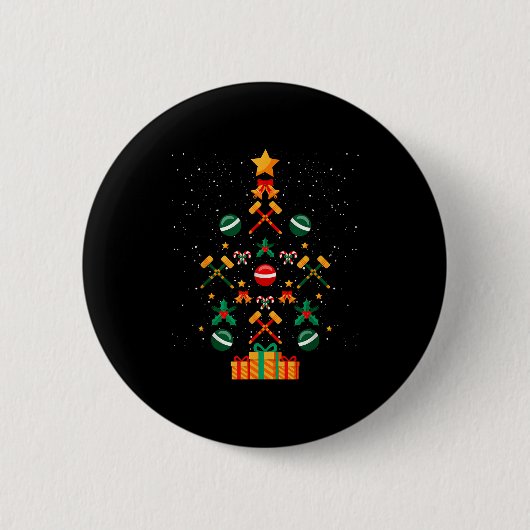 Croquet Christmas Tree Xmas Button (Vorderseite)