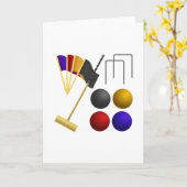 Croquet Equipment Set Mallet Balls Hoops Karte (Gelbe Blume)