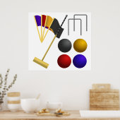 Croquet Equipment Set Mallet Balls Hoops Poster (Küche)