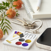 Croquet Equipment Set Mallet Balls Hoops Schlüsselanhänger (Vorderseite rechts)