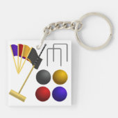 Croquet Equipment Set Mallet Balls Hoops Schlüsselanhänger (Rückseite)