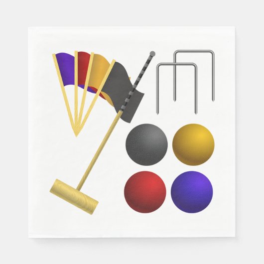 Croquet Equipment Set Mallet Balls Hoops Serviette (Vorderseite)