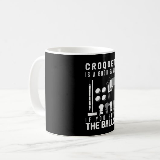 Croquet Game Balls Croquet Player Mallet & Wicket Kaffeetasse (Vorderseite Links)