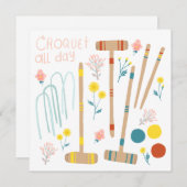 CROQUET GANZE TAGE Spielen Niedliche Grußkarte (Vorne/Hinten)