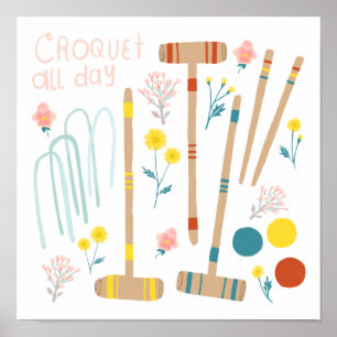 CROQUET GANZE TAGE Spielspass Niedlich Custom Poster