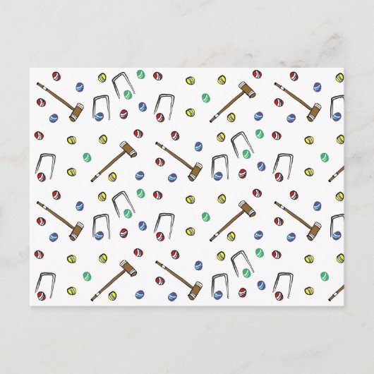 Croquet Pattern Niedlich HandGezeichnet Boho Picni Postkarte (Vorderseite)