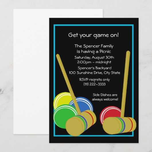 Croquet/Picnic Einladung (Vorne/Hinten)