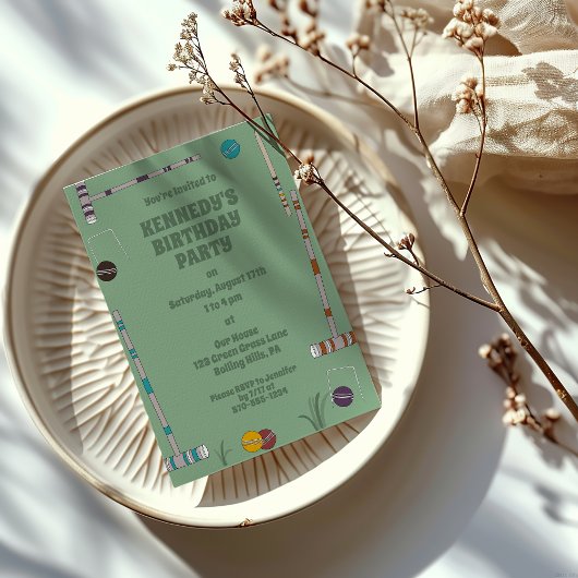 Croquet Set, Game Custom Outdoor Party Einladung