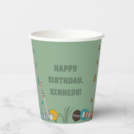 Croquet Set, Game Custom Outdoor Party Pappbecher (Vorderseite)