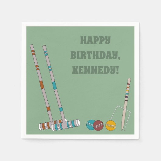 Croquet Set, Game Custom Outdoor Party Serviette (Vorderseite)