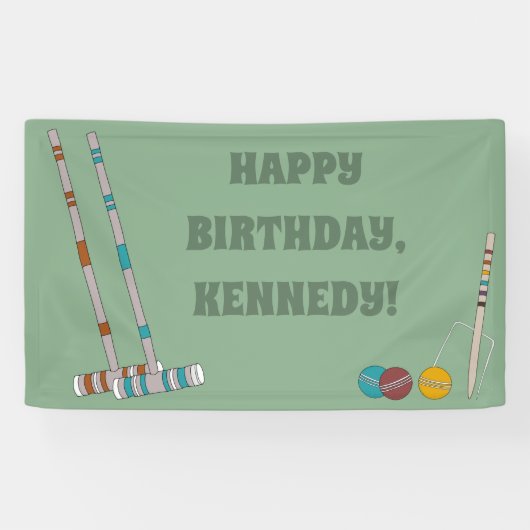 Croquet Set, Game Custom Party Banner (Horizontal)