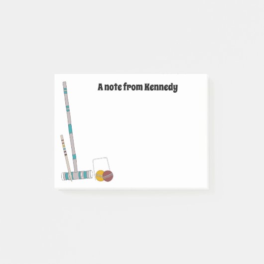 Croquet Set, Lawinen Personalisiert Post-it Klebezettel (Vorderseite)
