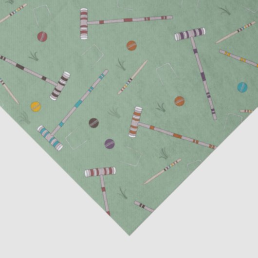 Croquet Set Lawn Games Jade Green Gemustert Seidenpapier (Detail)
