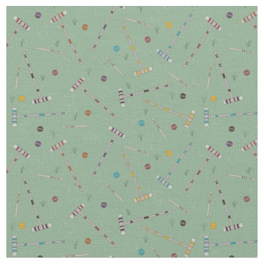 Croquet Set Lawn Games Jade Green Gemustert Stoff (Nahaufnahme)