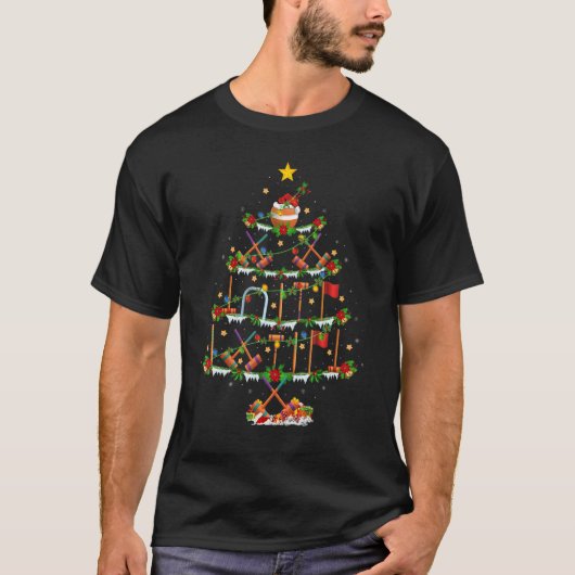 Croquet Sports  Xmas Lights Croquet Christmas Tree T-Shirt (Vorderseite)