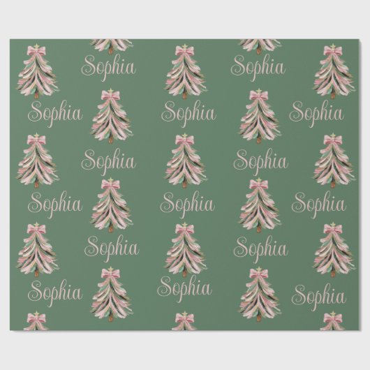 Croquette-Bogen-Weihnachtsbaum personalisierter Na Geschenkpapier (Flach)