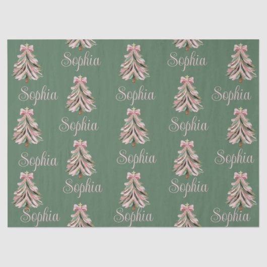 Croquette Bow Christmas Tree Personalized Name Seidenpapier (Vorderseite)