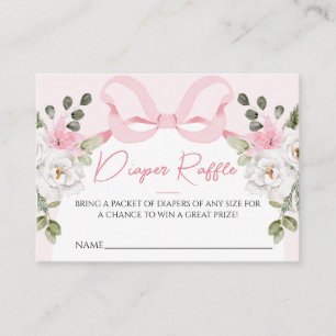 Croquette Pink Baby Dusche Bow Diaper Raffekarte Visitenkarte
