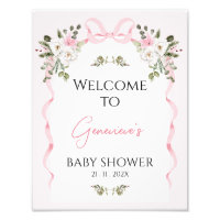 Croquette Pink Bow Arch Baby Dusche Begrüßungszeic