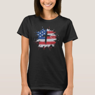 Cross American Flag Christian Men T-Shirt