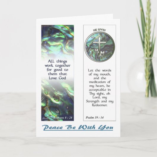 Cross and Abalone Scriptures Bookmarks NoteCard Karte (Vorderseite)