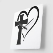 Cross And Heart Christian Quadratische Wanduhr (Winkel)