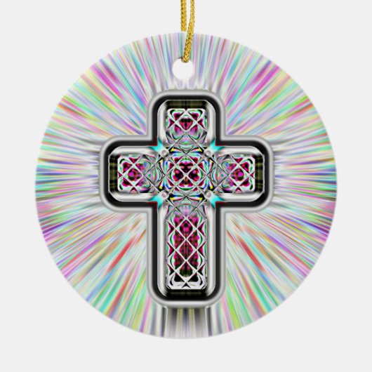 "Cross and Mountain Retreat"-Kette oder Keramik Ornament (Vorne)
