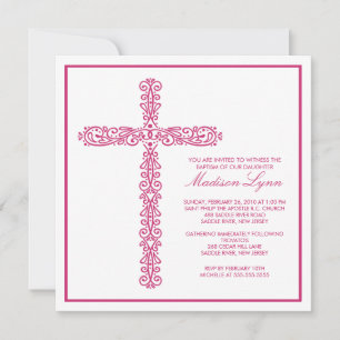 Cross Baptism Christening Girl Baptism Inviation Einladung