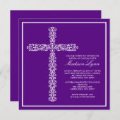 Cross Baptism Christening Girl Baptism Inviation Einladung (Vorne/Hinten)