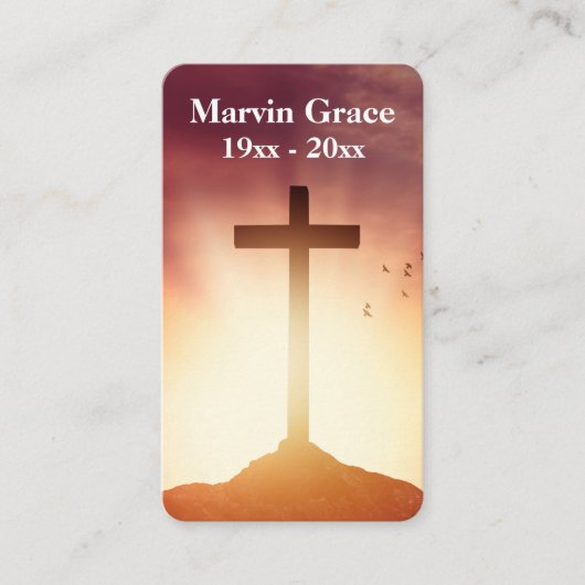 Cross Birds Sunset Beerdigungskarte Visitenkarte (Vorderseite)