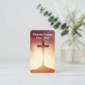 Cross Birds Sunset Beerdigungskarte Visitenkarte (Stehend Vorderseite)