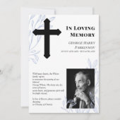 Cross & Blue Greenery Foto in Love Memory Ankündigung (Vorderseite)