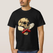 Cross Buttone Bowling Retro Skeleton Kopf Hallo T-Shirt (Vorderseite)